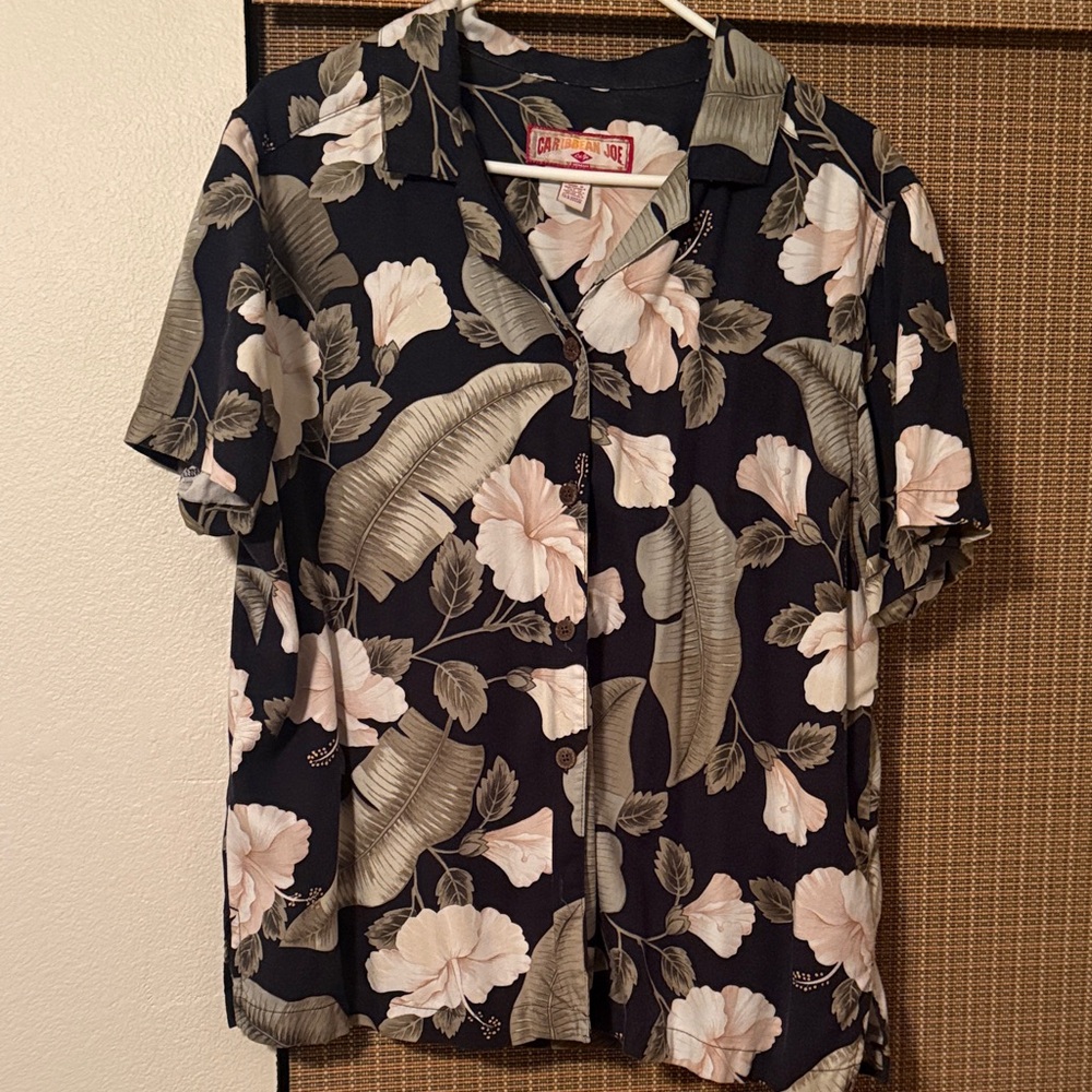 Vintage Caribbean Joe women’s Hawaiian button up floral 1x